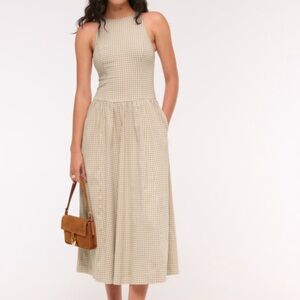 Abercrombie & Fitch High Neck Drop Waist Midi Dress
